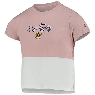Girls Youth League Collegiate Wear Pink LSU Tigers Colorblocked T-Shirt