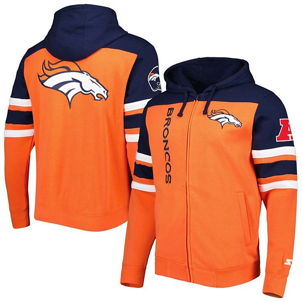Men's Starter Orange Denver Broncos Extreme Full-Zip Hoodie Jacket