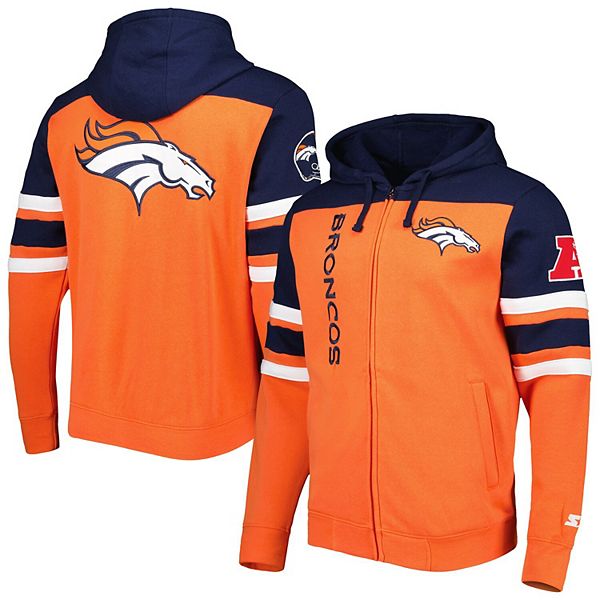 : Starter Men's Orange Denver Broncos Extreme Full-Zip Hoodie  Jacket : Sports & Outdoors