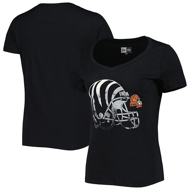 Ladies Cincinnati Bengals Black Pride Playing V Neck Short Sleeve Tee Shirt