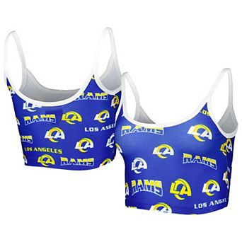 Women's Concepts Sport Royal/White Los Angeles Rams Breakthrough Allover Knit Sports Bra