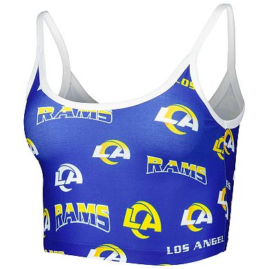 Women's Concepts Sport Royal/White Los Angeles Rams Breakthrough Allover Knit Sports Bra