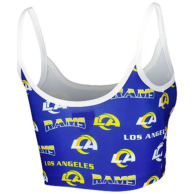 Women's Concepts Sport Royal/White Los Angeles Rams Breakthrough Allover Knit Sports Bra
