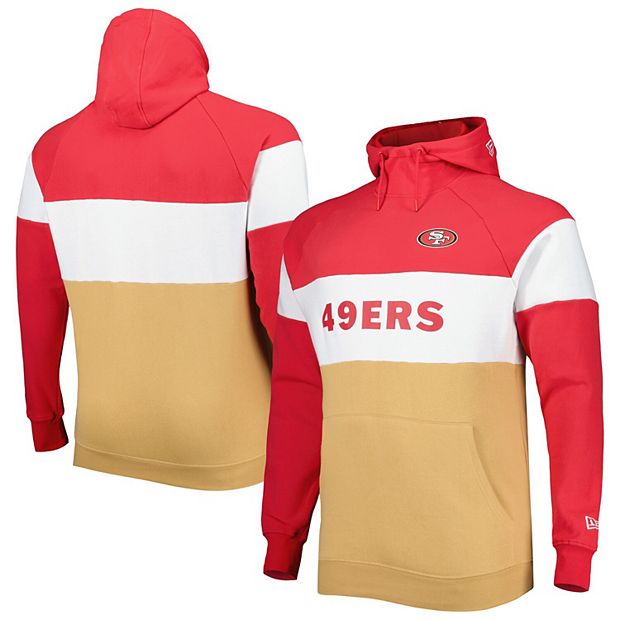 Men's New Era Gold San Francisco 49ers Big & Tall Current Colorblock Pullover Hoodie