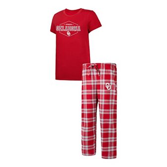Women's Concepts Sport Crimson/Gray Oklahoma Sooners Badge T-Shirt & Flannel Pants Sleep Set