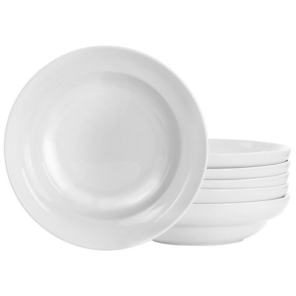 Gibson Everyday 6 Piece 9in Ceramic Pasta Bowl Set in White