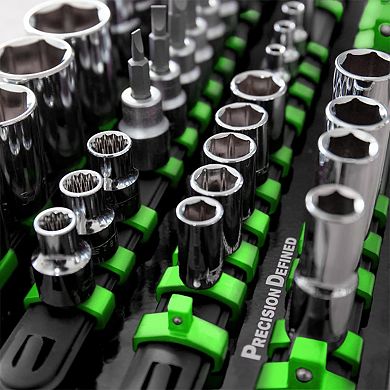 Precision Defined Portable Tool Socket Organizer Tray, 80 Sockets, 1/4-Inch x 20 Clips, 3/8-Inch x 30 Clips, 1/2-Inch x 30 Clips (Red)