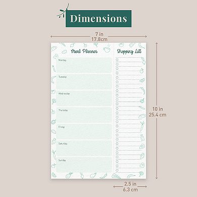 Rileys & Co 52-page Meal Planner Note Pad With Tear-off Grocery List, Weekly Menu Planning Notebook