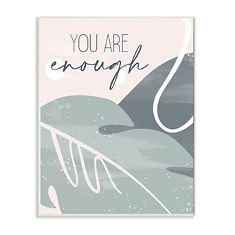 Stupell Home Decor You are Enough Phrase Soft Green Leaves Wall Decor
