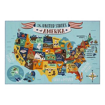 Gertmenian Teach Me Education USA Map 6'2'' x 9'6'' Rug