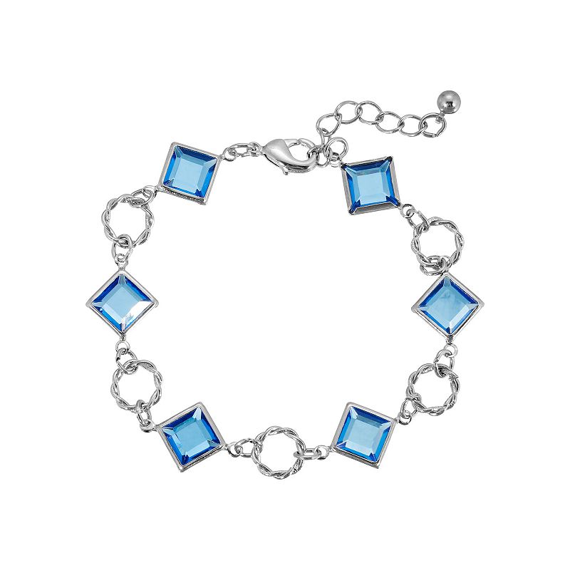 80665939 1928 Silver Tone Light Blue Crystal Bracelet, Wome sku 80665939
