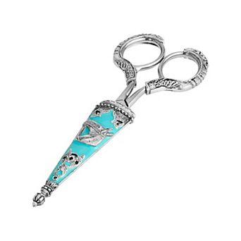 1928 Silver Tone Simulated Turquoise Horse Head Scissors