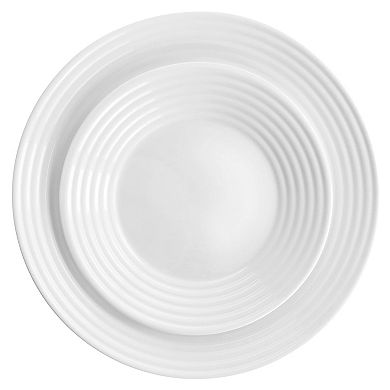 Gibson Ultra Patio 12 Piece Tempered Opal Glass Dinnerware Set in White