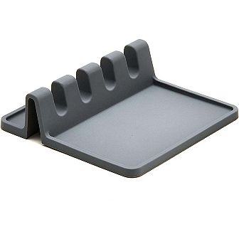 Cheer Collection Silicone Spoon Rest Heat-Resistant Utensil Holder with 4 Slots for Kitchen
