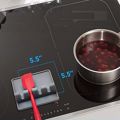 Cheer Collection Silicone Spoon Rest Heat-Resistant Utensil Holder with 4 Slots for Kitchen