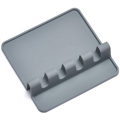 Cheer Collection Silicone Spoon Rest Heat-Resistant Utensil Holder with 4 Slots for Kitchen