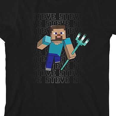Boys 8-20 Minecraft Steve with Pitchfork Graphic Tee