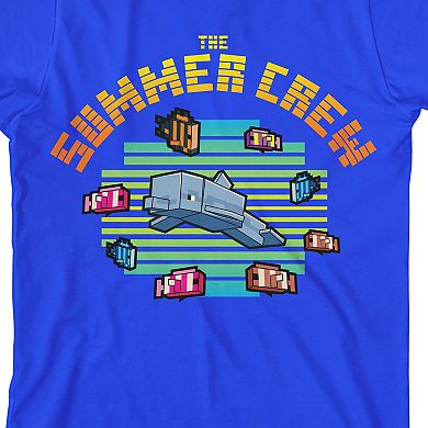 Boys 8-20 Minecraft Dolphin and Fishes Graphic Tee