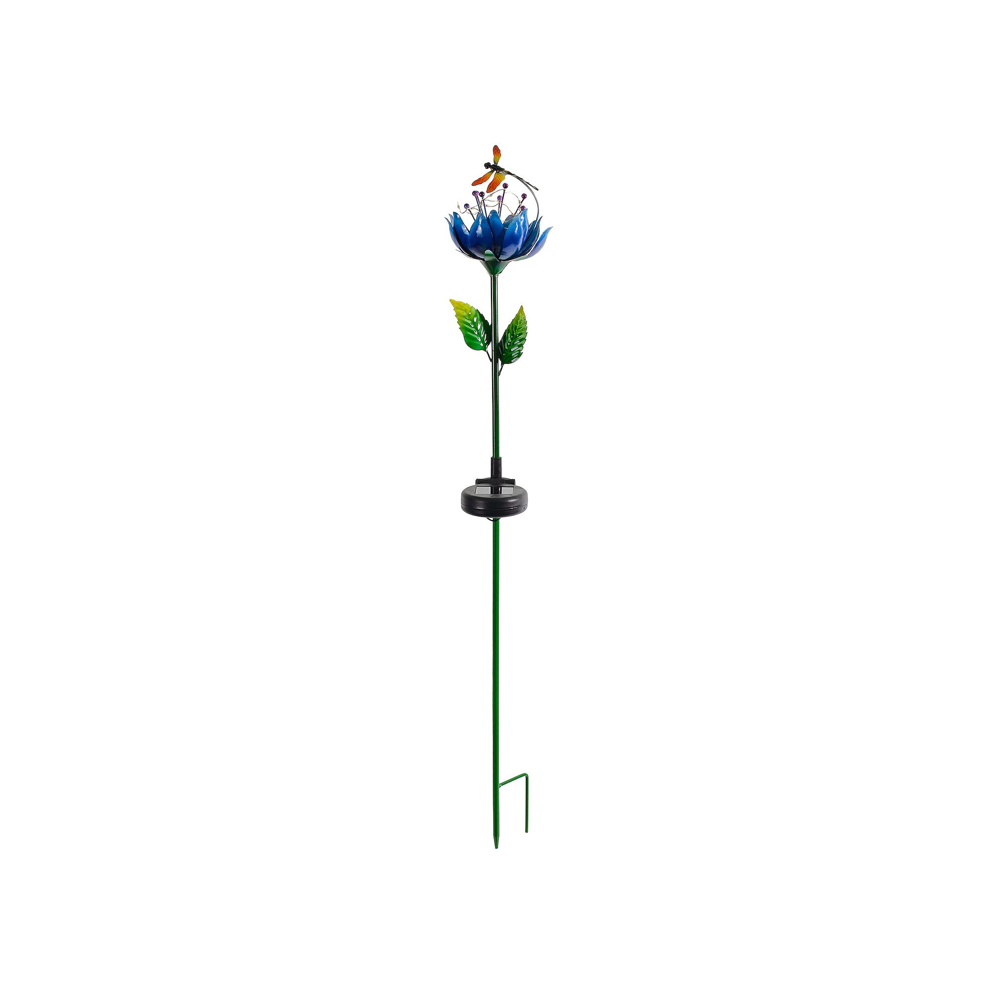 Crosslight Flower & Butterfly Outdoor Solar Light, Flower Dragonfly