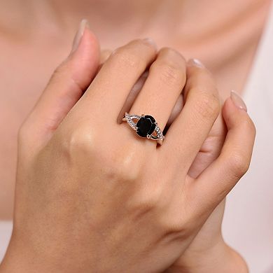 Gemminded Sterling Silver Black Onyx & Lab-Created White Sapphire Ring