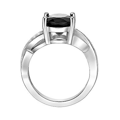 Gemminded Sterling Silver Black Onyx & Lab-Created White Sapphire Ring