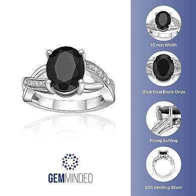 Gemminded Sterling Silver Black Onyx & Lab-Created White Sapphire Ring