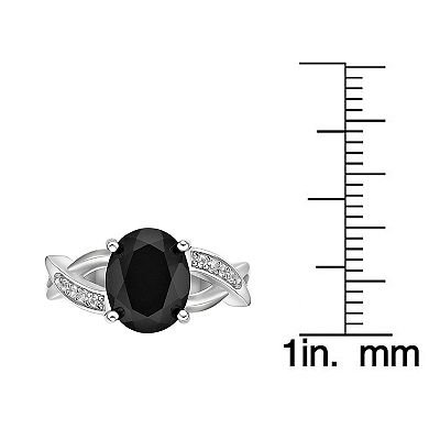 Gemminded Sterling Silver Black Onyx & Lab-Created White Sapphire Ring