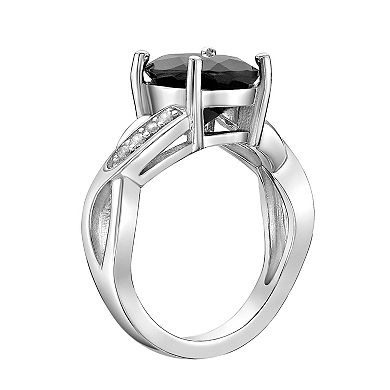 Gemminded Sterling Silver Black Onyx & Lab-Created White Sapphire Ring