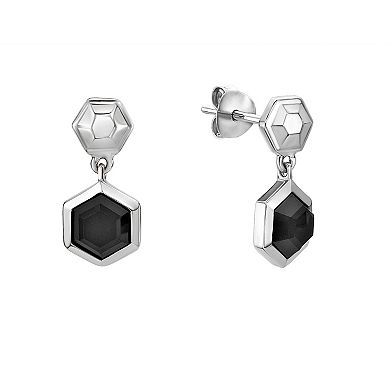 Gemminded Sterling Silver Black Onyx Geometric Earrings