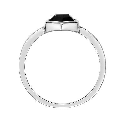 Gemminded Sterling Silver Black Onyx Hexagon Ring