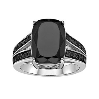 Gemminded Sterling Silver Black Onyx & Black Spinel Ring
