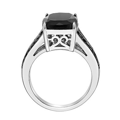 Gemminded Sterling Silver Black Onyx & Black Spinel Ring 