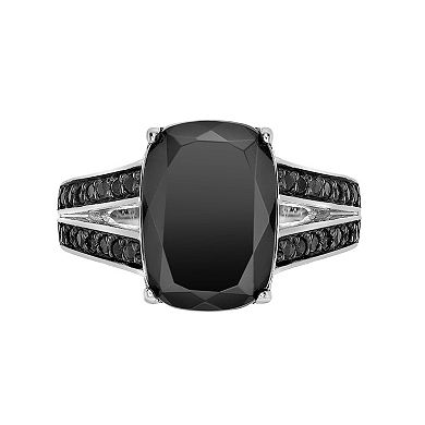 Gemminded Sterling Silver Black Onyx & Black Spinel Ring 