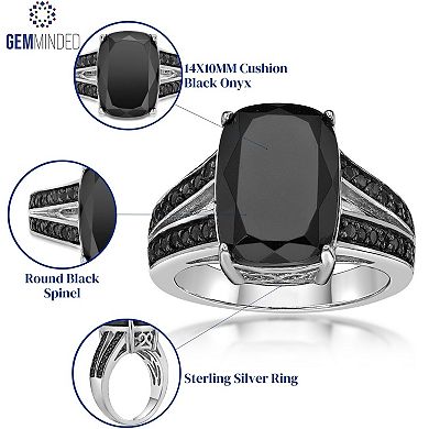 Gemminded Sterling Silver Black Onyx & Black Spinel Ring 