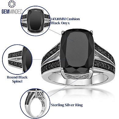 Gemminded Sterling Silver Black Onyx & Black Spinel Ring
