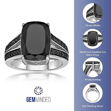 Gemminded Sterling Silver Black Onyx & Black Spinel Ring 