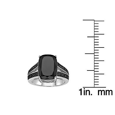 Gemminded Sterling Silver Black Onyx & Black Spinel Ring 