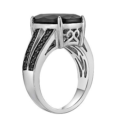 Gemminded Sterling Silver Black Onyx & Black Spinel Ring