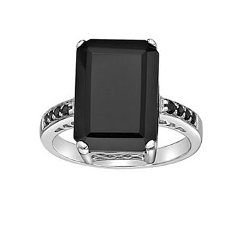 Gemminded Sterling Silver Black Onyx & Black Spinel Ring