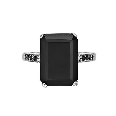 Gemminded Sterling Silver Black Onyx & Black Spinel Ring