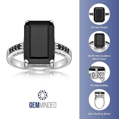 Gemminded Sterling Silver Black Onyx & Black Spinel Ring