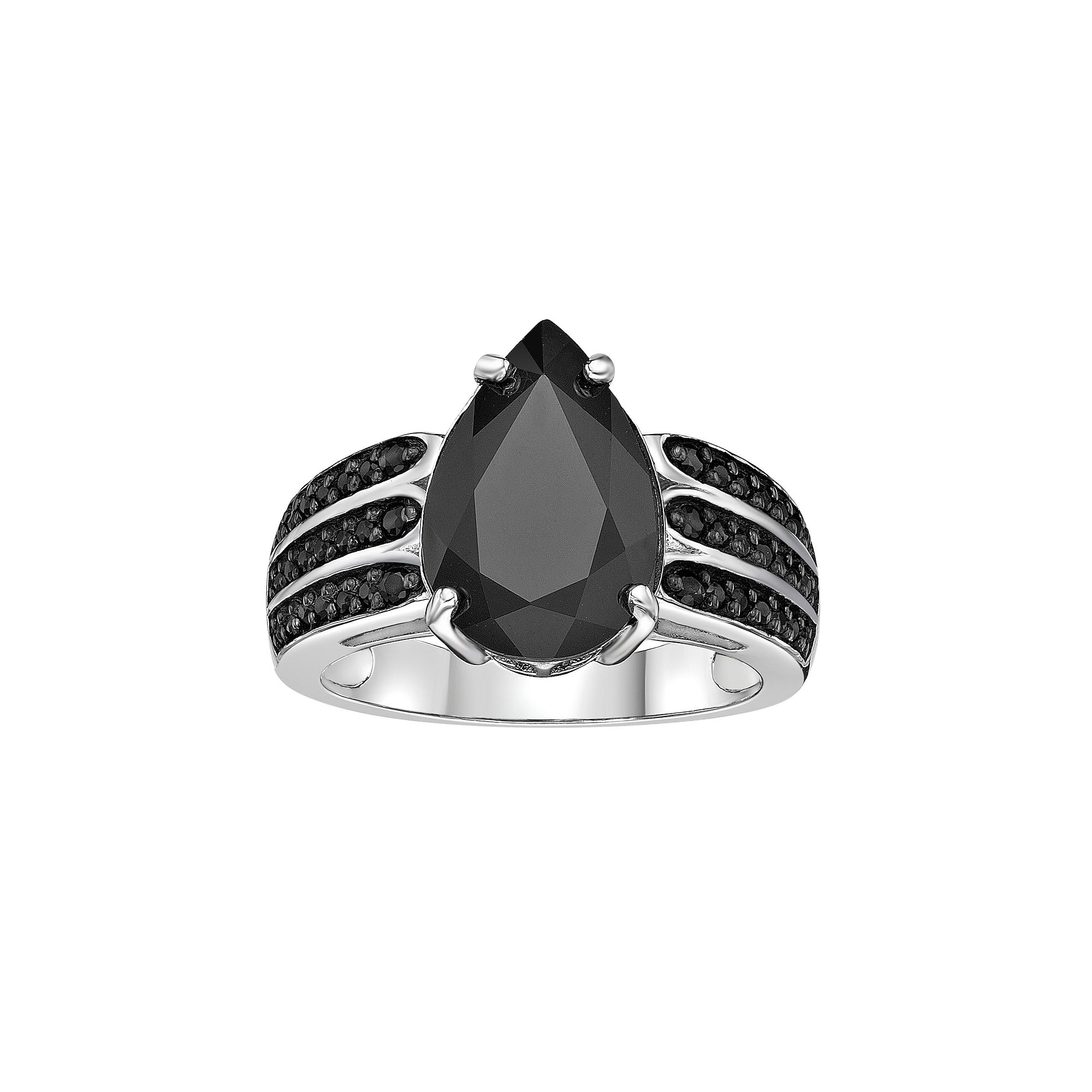 Gemminded Sterling Silver Black Onyx & Black Spinel Ring, Womens, Size: 5