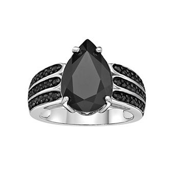 Gemminded Sterling Silver Black Onyx & Black Spinel Ring