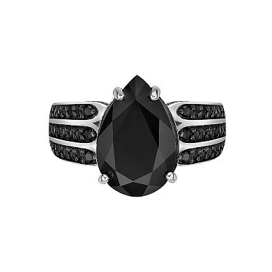 Gemminded Sterling Silver Black Onyx & Black Spinel Ring
