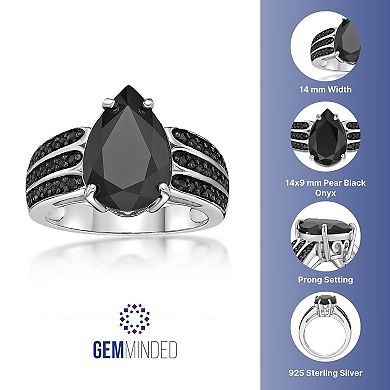 Gemminded Sterling Silver Black Onyx & Black Spinel Ring