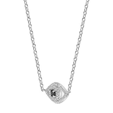 Gemminded Sterling Silver Black Onyx & Lab-Created White Sapphire Evil Eye Pendant Necklace