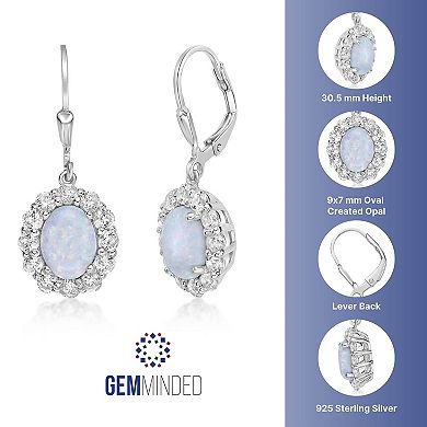 Gemminded Sterling Silver Lab-Created Opal & Lab-Created White Sapphire Drop Earrings