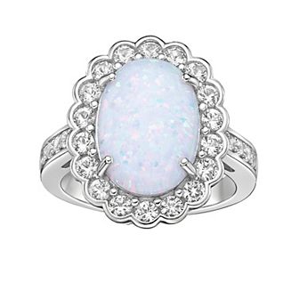 Gemminded Sterling Silver Lab-Created Opal & Lab-Created White Sapphire Ring