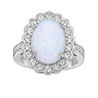 Gemminded Sterling Silver Lab-Created Opal & Lab-Created White Sapphire Ring