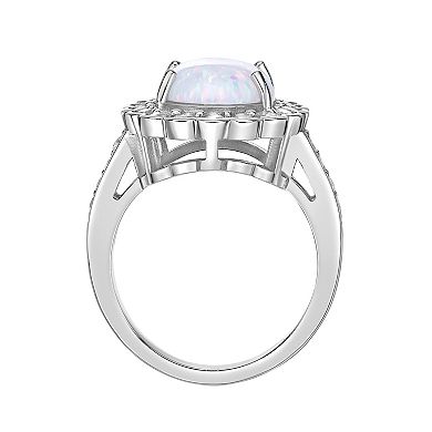 Gemminded Sterling Silver Lab-Created Opal & Lab-Created White Sapphire Ring